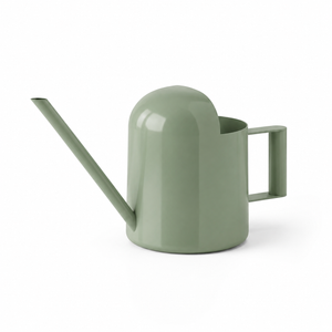 Bamworld 10oz mini avocado green stainless steel watering can with matte pastel finish and long narrow spout white background