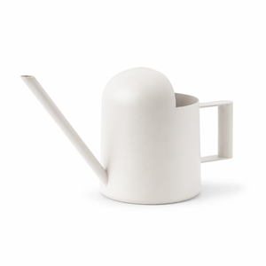 Bamworld 10oz mini matte white stainless steel watering can with premium ceramic texture finish and long narrow spout white background