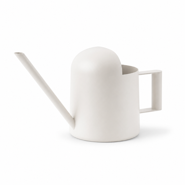 Bamworld 10oz mini matte white stainless steel watering can with premium ceramic texture finish and long narrow spout white background
