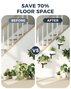 Bamworld Heavy-Duty Metal Wall Mounted Plant Shelves - 3-Pack