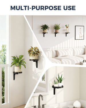 Bamworld Heavy-Duty Metal Wall Mounted Plant Shelves - 3-Pack