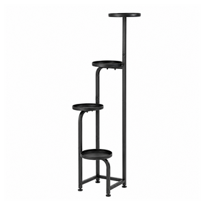 Bamworld 4 tier tall metal corner plant stand spiral structure white background