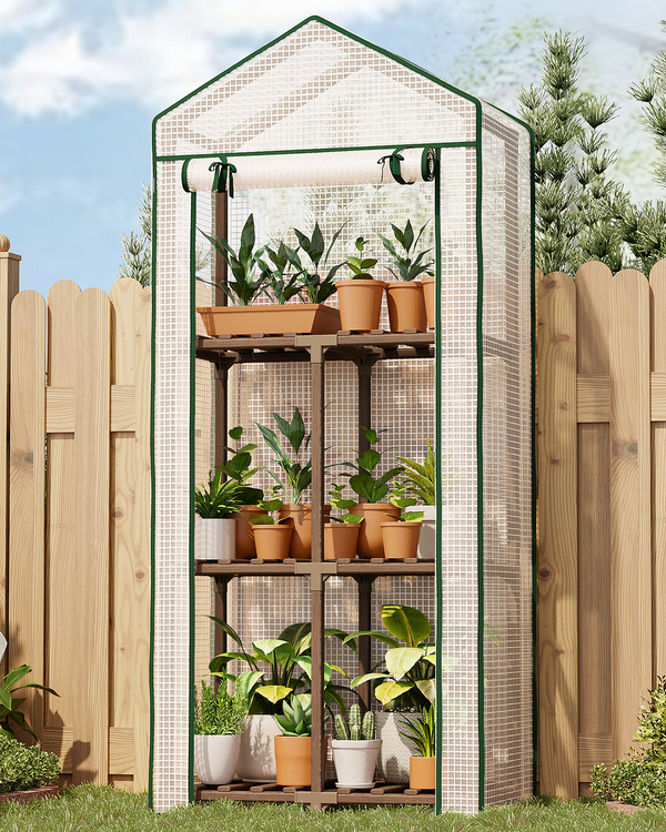 Bamworld 3-Tier Mini Greenhouse Stand with Premium PE Cover
