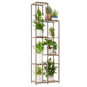 Bamworld Plant Stand Indoor Outdoor, 7-Tier Tall Large Wood Plant Shelf, Multi-Tier Flower Stands Garden Shelves, Wooden Plant Display Holder Rack for Living Room Corner