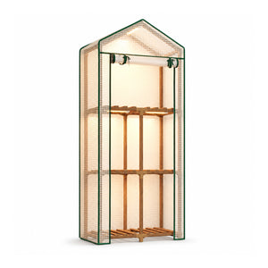 Bamworld 3-Tier Mini Greenhouse Stand with Grow Lights and PE Cover
