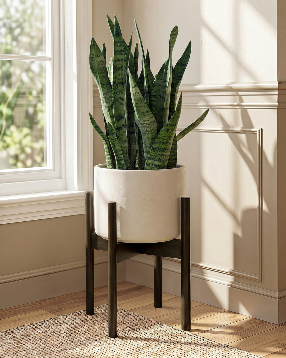Bamworld Adjustable Plant Stand Indoor, Bamboo Plant Stand Fits 8 9 10 11 12 Inches, Small Corner Planter Holder for Indoor Plants, Single Floor Plant Stands for Living Room Balcony, Tea Brown Tall