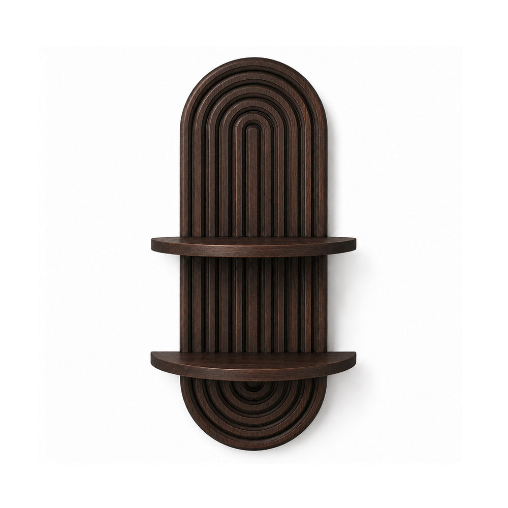 Bamworld 2-Tier Mid-Century Modern Arched Floating Plant Shelf - Walnut