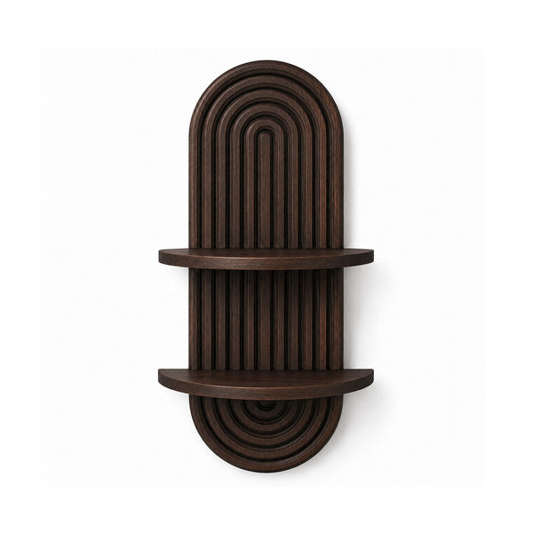 Bamworld 2-Tier Mid-Century Modern Arched Floating Plant Shelf - Walnut