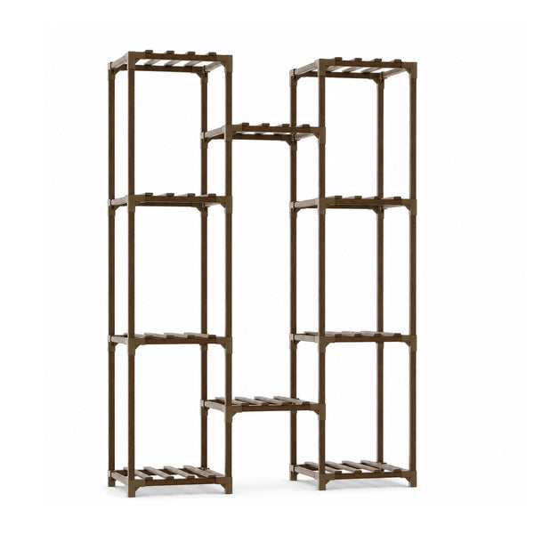 Bamworld Multi-Tier Carbonized Wood Plant Stand with Hanging Rack