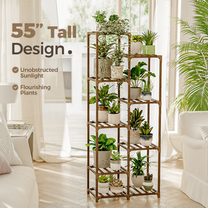 Bamworld 9-Tier Tall Wooden Plant Stand
