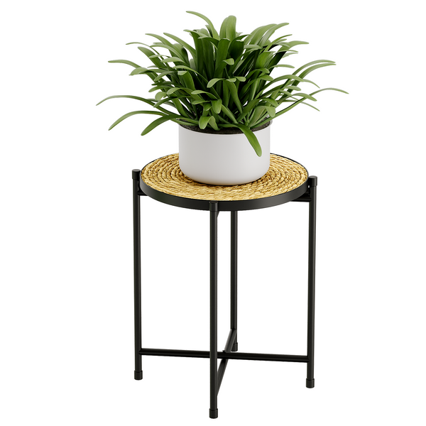 Bamworld 16.5" Boho Round Rattan Plant Stool