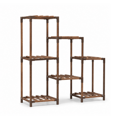 Bamworld 3-tier wooden plant rack for multiple plants white background