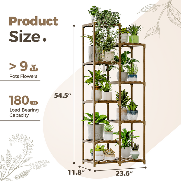 Bamworld 9-Tier Tall Wooden Plant Stand