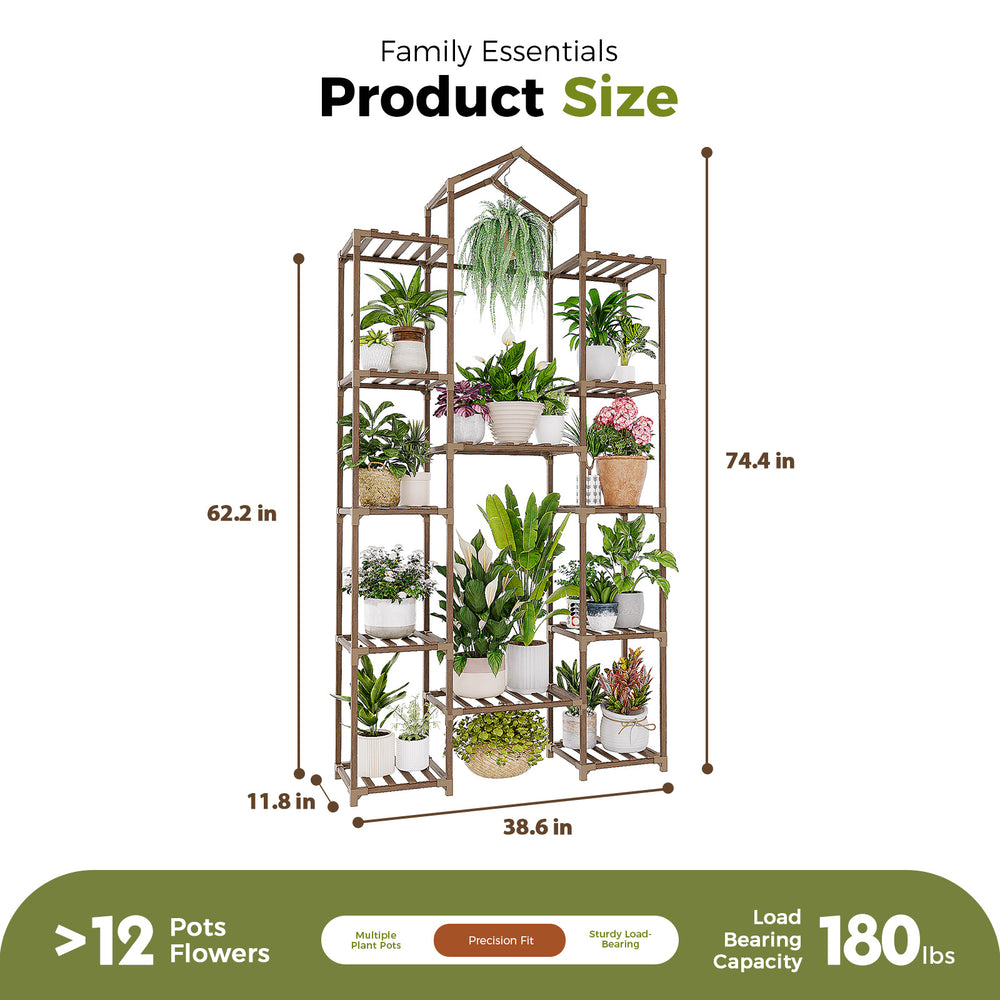 Bamworld Large Indoor Outdoor Flower Stand, Plant Shelves and Wood Holder for Living Room, Patio, Balcony, Garden