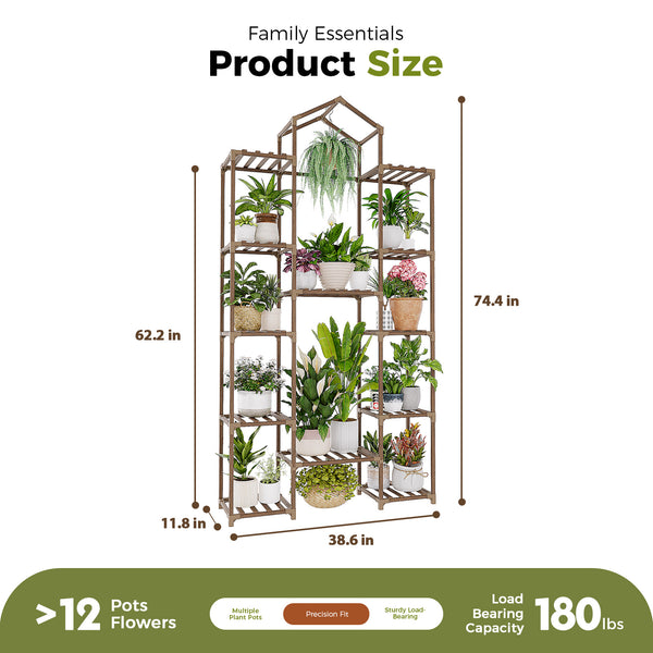 Bamworld Large Indoor Outdoor Flower Stand, Plant Shelves and Wood Holder for Living Room, Patio, Balcony, Garden