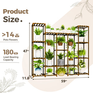 Bamworld Large Plant Stand Indoor Plant Shelf Outdoor Hanging Plant Pot Holder for Living Room Outdoor Plant Rack Indoor Multiple Plants Patio Balcony Garden