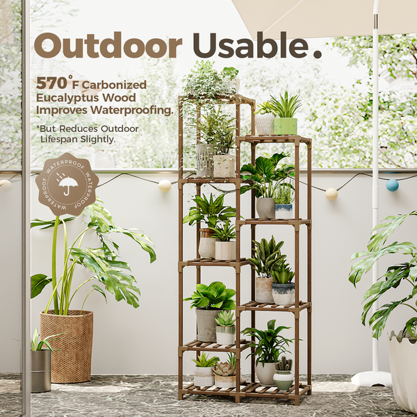 Bamworld 9-Tier Tall Wooden Plant Stand