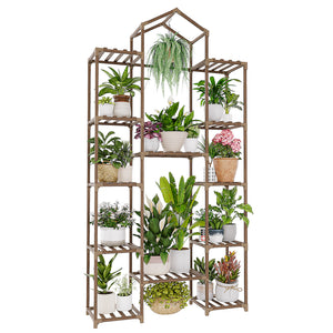 Bamworld Large Indoor Outdoor Flower Stand, Plant Shelves and Wood Holder for Living Room, Patio, Balcony, Garden
