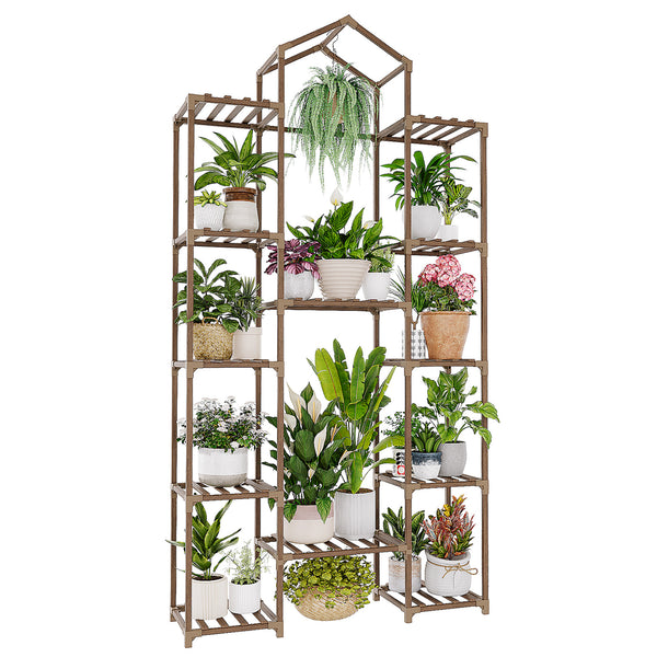 Bamworld Large Indoor Outdoor Flower Stand, Plant Shelves and Wood Holder for Living Room, Patio, Balcony, Garden