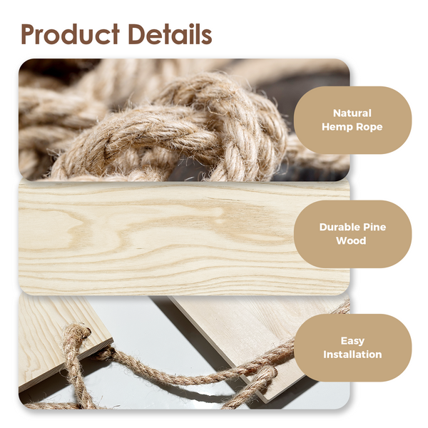 Bamworld 5-Tier Boho Hanging Rope Wood Plant Shelf