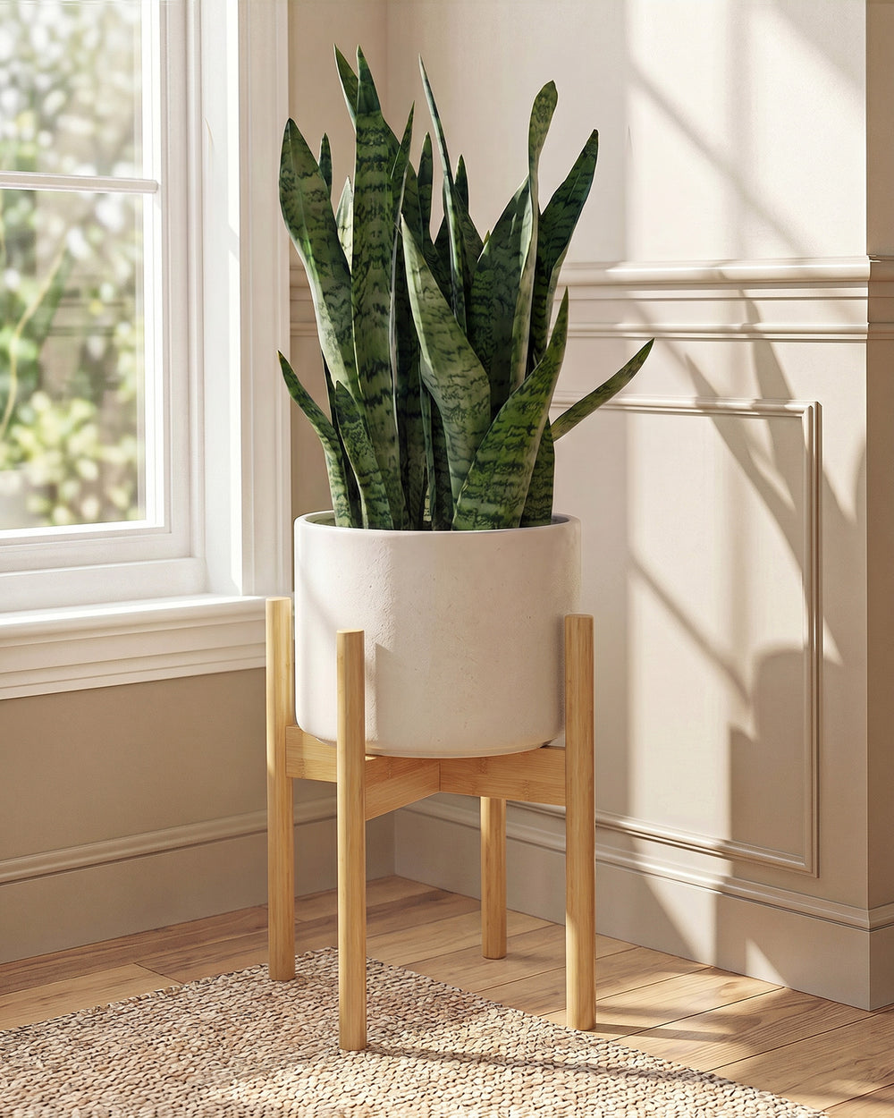 Bamworld Adjustable Bamboo Plant Stand Indoor,Plant Shelves Fits 8 9 10 11 12 inch,Small Corner Planter Holder for Indoor Plants,Flower Stand for Home Garden Indoor Outdoor Decoration,Light brown