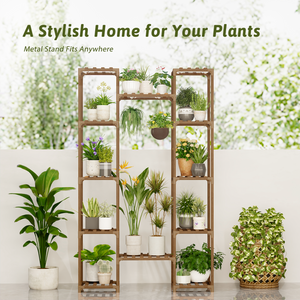 Bamworld Plant Stand Indoor with Grow Lights for Indoor Plants, 62.2'' Tall Plant Shelf, 12 Tiers Sturdy Plant Rack for Plants Display, Living Room Garden Patio Decor