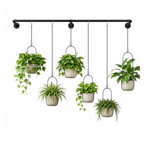 Bamworld 70.8" Industrial Metal Hanging Plant Bar with 6 Chains