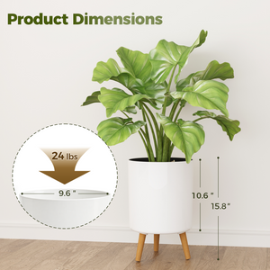 Bamworld 10-Inch Self-Watering Planter Pot with Wooden Stand