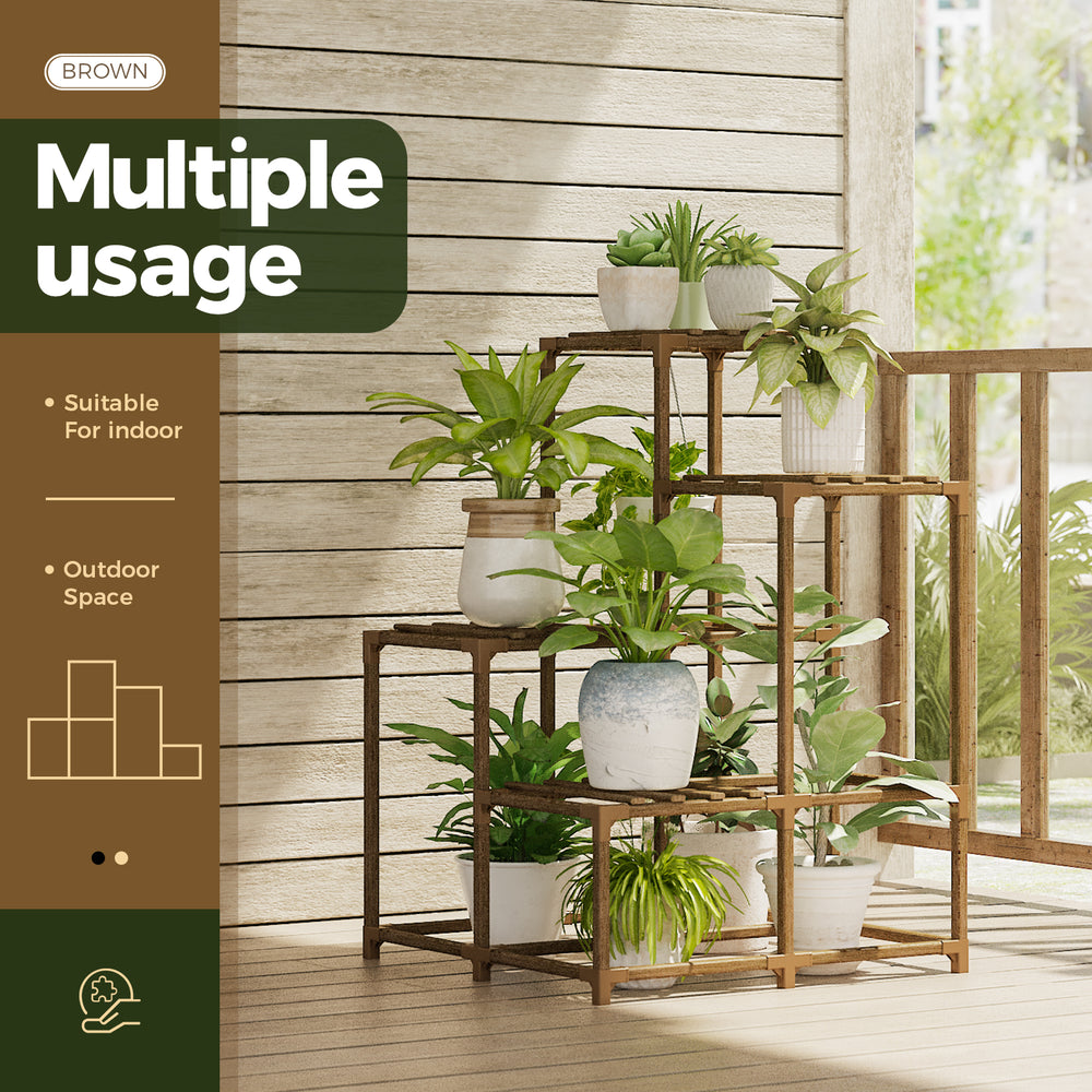 Bamworld Plant Stands Indoor Outdoor Corner Shelf Plant Shelves Indoor Plant Holder for Living 4-Tier Corner Stands Room Outdoor Plant Rack Indoor Multiple Plants Patio Balcony Garden