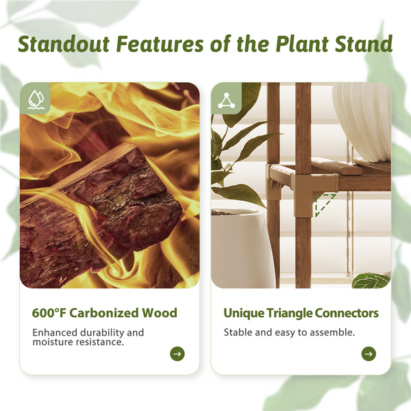 Bamworld Plant Stand Indoor with Grow Lights for Indoor Plants, 62.2'' Tall Plant Shelf, 12 Tiers Sturdy Plant Rack for Plants Display, Living Room Garden Patio Decor