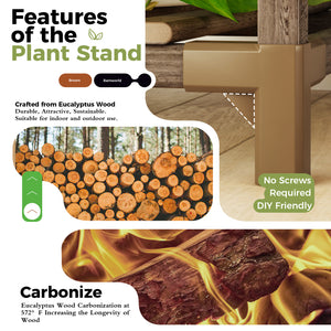 Bamworld Large Indoor Outdoor Flower Stand, Plant Shelves and Wood Holder for Living Room, Patio, Balcony, Garden