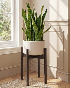 Bamworld Adjustable Plant Stand Indoor, Bamboo Plant Holder 8 to 13 Inches, Small Tall Planter Stand for Indoor Plants, Single Floor Plant Stand for Living Room Balcony Bedroom, Black
