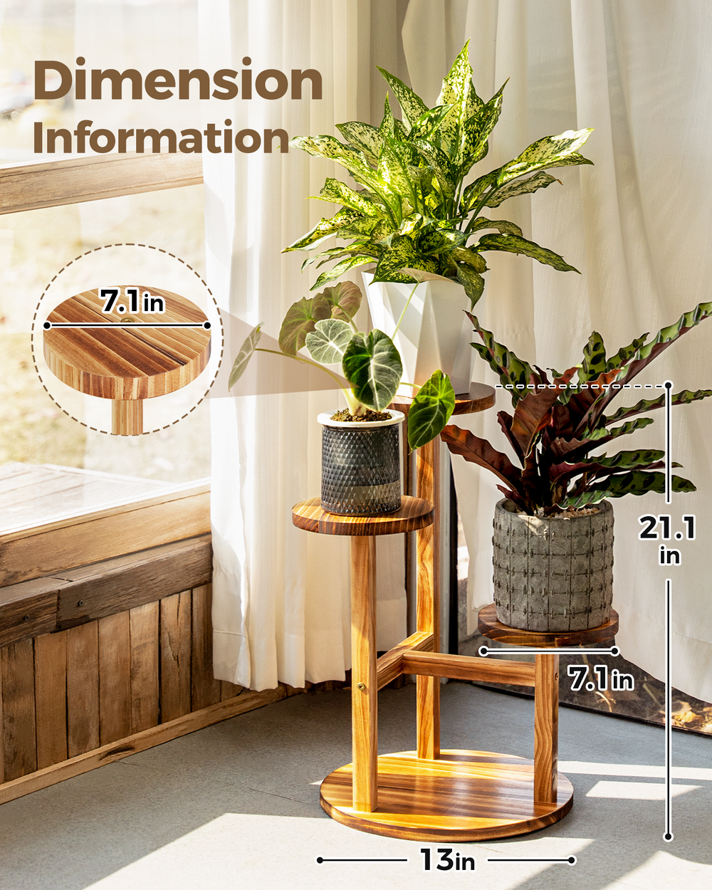 Bamworld 3 Tier Plant Stand Indoor For Multiple Plants, Corner Flower Shelf Plant Holder Display Rack Shelving for Patio Garden Balcony Bedroom Living Room