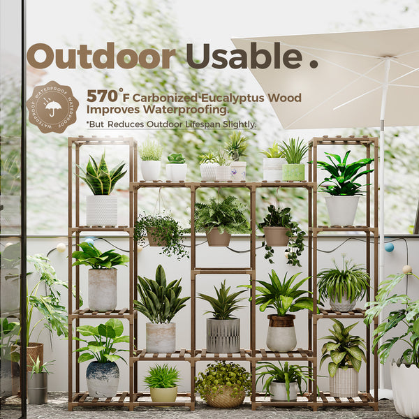 Bamworld Large Plant Stand Indoor Plant Shelf Outdoor Hanging Plant Pot Holder for Living Room Outdoor Plant Rack Indoor Multiple Plants Patio Balcony Garden