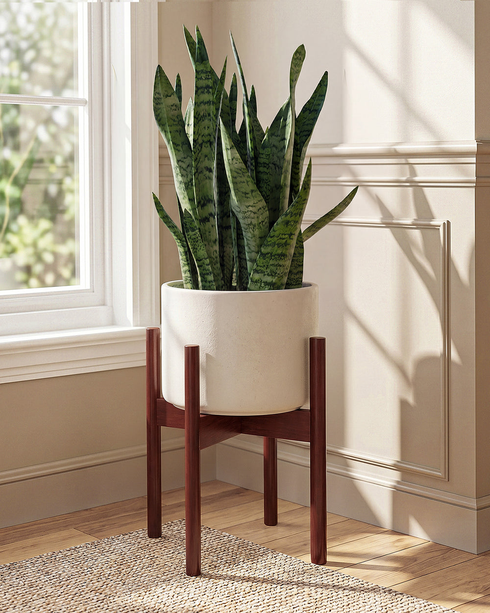 Bamworld Adjustable Bamboo Plant Stand Indoor,Plant Shelves Fits 8 9 10 11 12 Inches,Small Corner Planter Holder for Indoor Plants,Flower Stand for Home Garden Indoor Outdoor Decoration,Red-brown