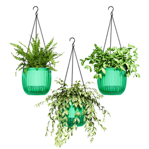 Bamworld 6.5" Self-Watering Hanging Planters with Visible Reservoir (3-Pack) - Emerald Green