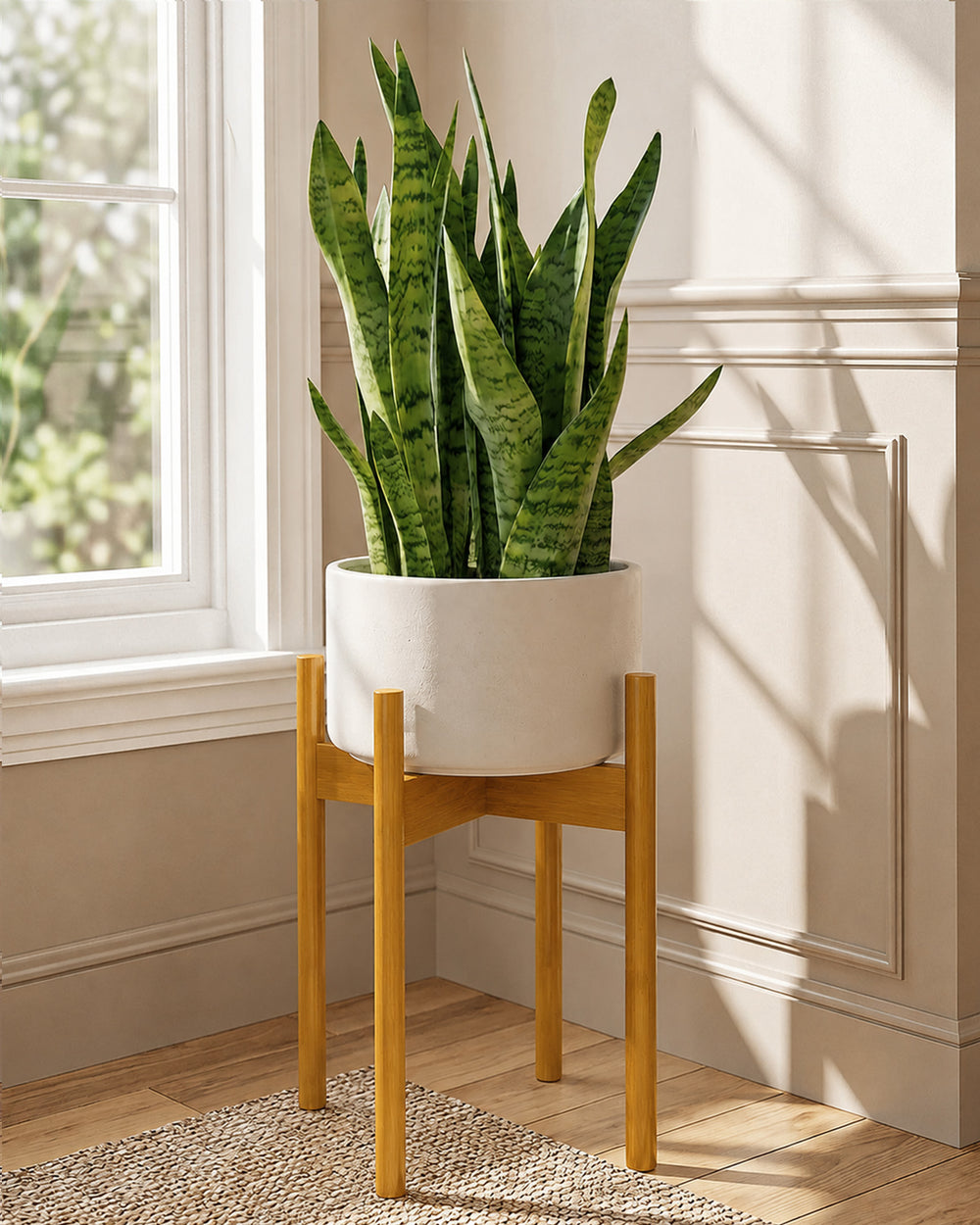 Bamworld Adjustable Bamboo Plant Stand Indoor,Plant Shelves Fits 8 9 10 11 12 Inches,Small Corner Planter Holder for Indoor Plants,Flower Stand for Home Garden Indoor Outdoor Decoration,Natural