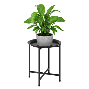 Bamworld Black Plant Stand Indoor Outdoor,Metal Plant Table for Large Tall Plants,Small Round Heavy Duty Plant Holder for Living Room Bedroom Patio Garden Balcony