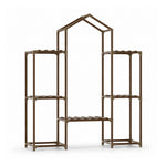 Bamworld boho roof shaped wooden hanging plant stand for multiple plants white background
