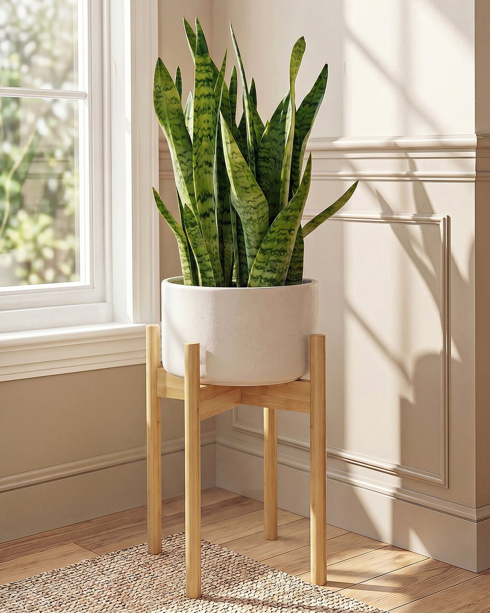 Bamworld Adjustable Bamboo Plant Stand Indoor,Plant Shelves Fits 8 9 10 11 12 Inches,Small Corner Planter Holder for Indoor Plants,Flower Stand for Home Garden Indoor Outdoor Decoration,Natural Tall