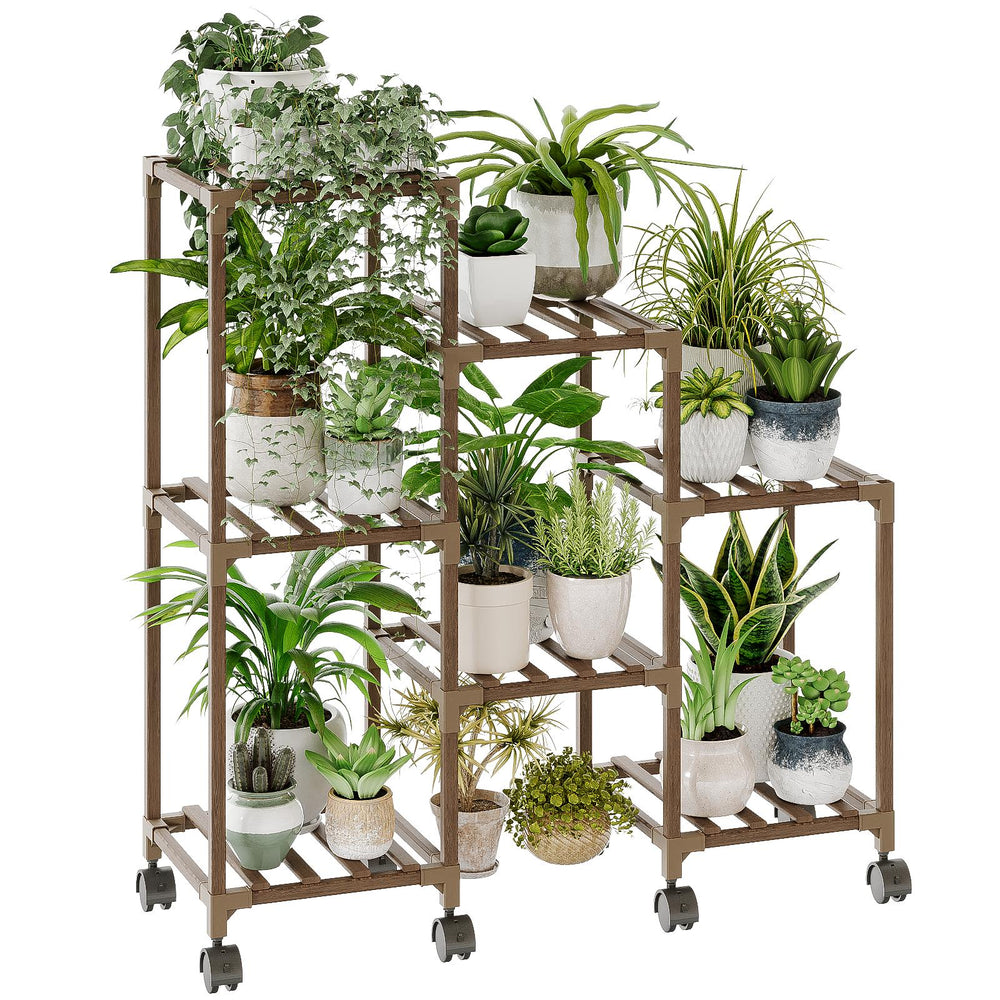 Bamworld 3 Tier Furniture Plant Stand, 7 Potted Holder Table for Indoor/Outdoor, Window, Garden, Balcony, Patio, Living