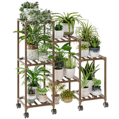 Bamworld 3 Tier Furniture Plant Stand, 7 Potted Holder Table for Indoor/Outdoor, Window, Garden, Balcony, Patio, Living