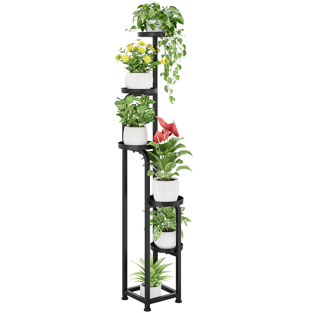 Bamworld 5 Tier Tall Metal Plant Stand Indoor Outdoor Heavy Duty Corner Shelf for Multiple Plants, Perfect for Patio, Garden, Balcony, Living Room & Bedroom Flower Pot Display