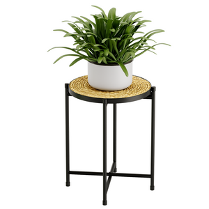 Bamworld Round Plant Stand Indoor Outdoor Metal Modern Plant Table Shelf for Small Spaces Elegant Flower Holder for Patio Balcony Garden