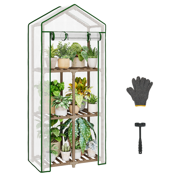 Bamworld 3-Tier Mini Greenhouse Stand with Premium PE Cover