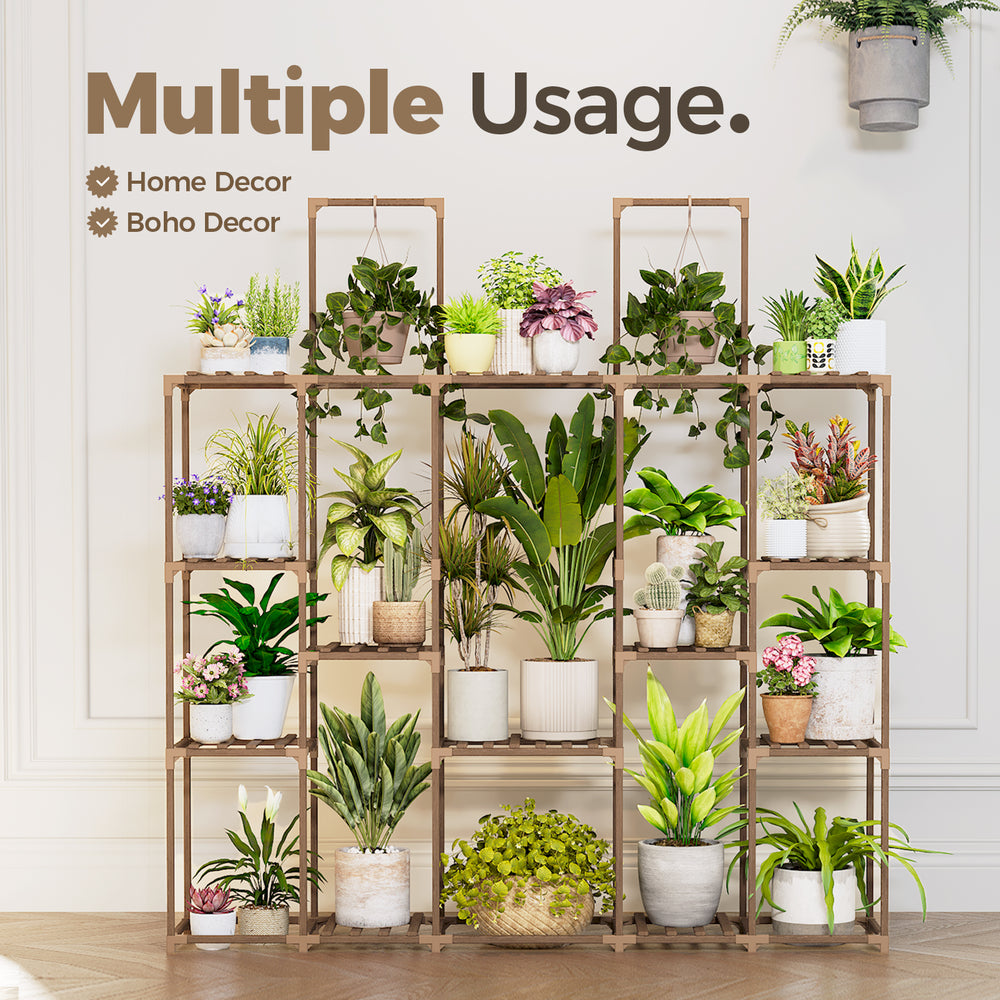 Bamworld Large Plant Stand Indoor Outdoor Plant Shelves Indoor Plant Holder for Living Room Outdoor Plant Rack Indoor Multiple Plants Patio Balcony Garden