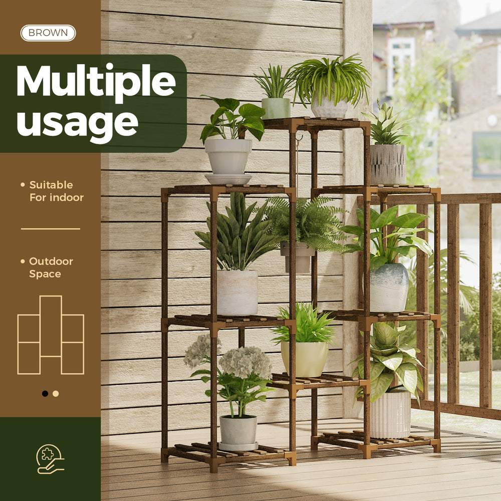 Bamworld Outdoor Plant Stand Indoor Plant Rack Plant Shelf Wood Outdoor Tiered Plant Shelf for Multiple Plants Ladder Plant Holder