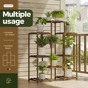 Bamworld Outdoor Plant Stand Indoor Plant Rack Plant Shelf Wood Outdoor Tiered Plant Shelf for Multiple Plants Ladder Plant Holder