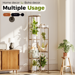 Bamworld Plant Stand Indoor Outdoor, 7-Tier Tall Large Wood Plant Shelf, Multi-Tier Flower Stands Garden Shelves, Wooden Plant Display Holder Rack for Living Room Corner