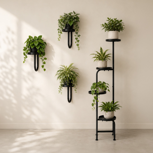 Vertical Plant Wall - 4-Tier Corner Stand & Wall Planter Bundle